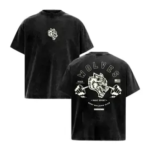 180gDarc Sport Wolves Bodybuilding Club Vintage Washed Oversized Tee |   California Gym Apparel |   Heavyweight Cotton |   Perfect for Weightlifting & Street Style