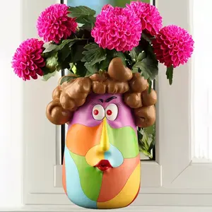 Creative Curly Girl Planter Pot, Multicolor Nordic Style Resin Vase, Indoor and Outdoor Decoration, Expressive Design Balcony Plant Stand, Resin Flower Pot, Garden Pot