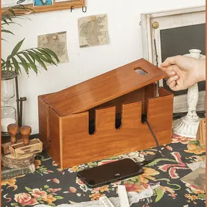 Multifunctional Cable Management Box, Power Board Storage and Organization, Hide Wires and Cables, Desktop Storage Box, Wooden Socket Holder, Desk Cable Organizer