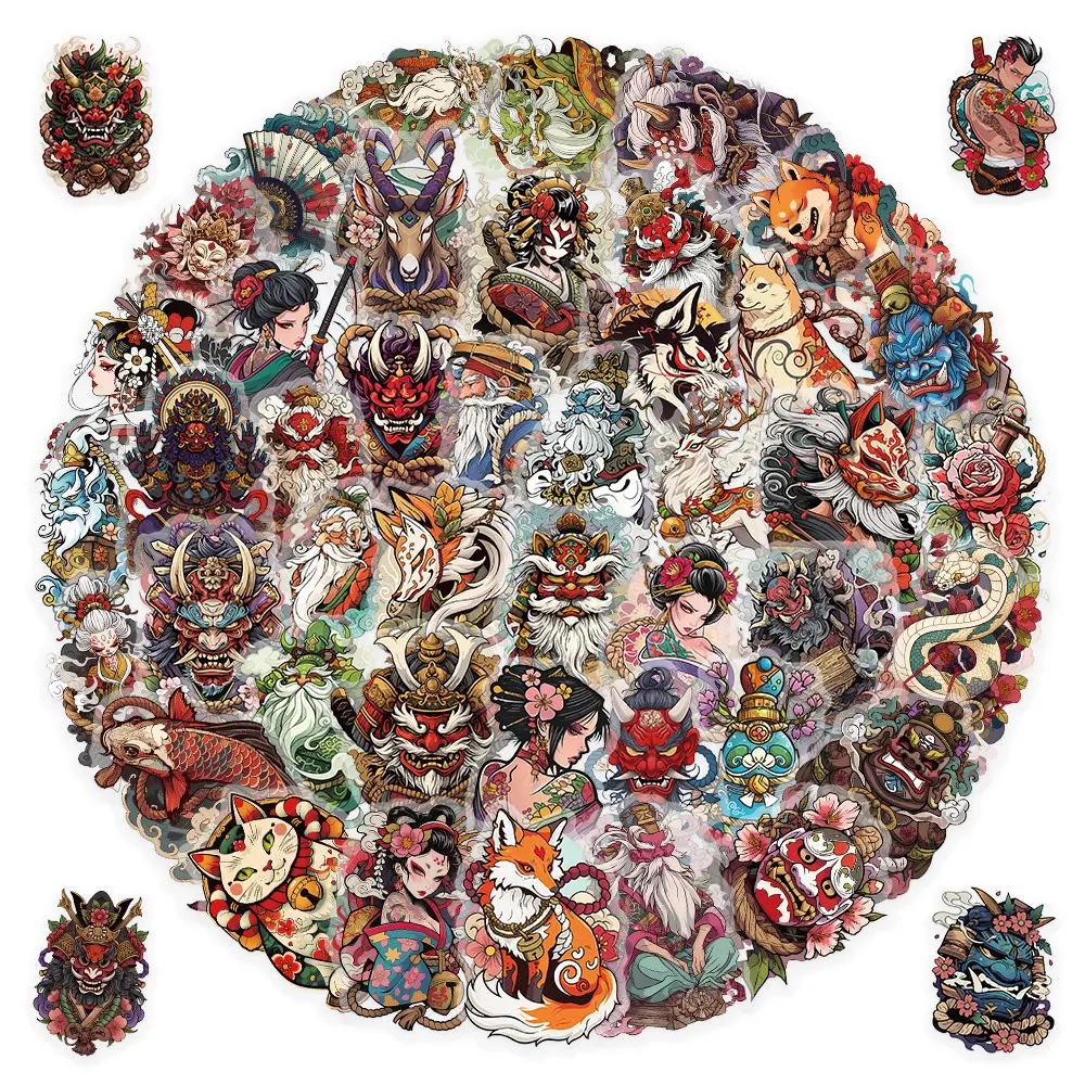 50Pcs Japanese Traditional Tattoo Art Stickers For Body Art Decor Henna Sticker