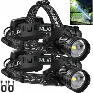 NextQube Rechargeable Headlamp(1PCS) , Bright Head Lamp, 90°Angle Head Lights for Forehead, Adjustable Focus Headlight, 4Mode LED Headlamp Rechargeable, Headlamps for Adults Hard Hat Camping Hiking