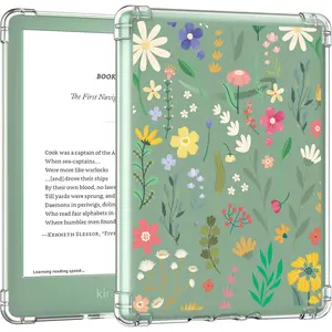 Case for 6" All-New Kindle (11th Generation-2024/2022 Release), Ultra Clear Soft Flexible Transparent TPU Skin Bumper Back Cover Shell, Clear & Flower