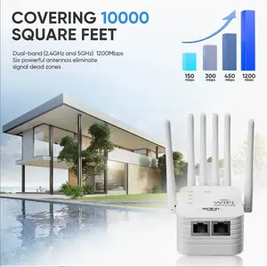 WiFi Extender 2026 - Brand New Upgraded 6-Antenna 1200Mbps Dual Band (2.4GHz) WiFi Extenders Signal Booster for Home, Wireless Signal Repeater with Gigabit Port & AI Connectivity, Wide Coverage for Home Studios, Remote Workspaces
