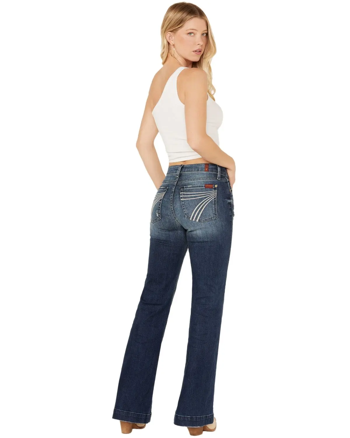 7 For All Mankind Women's Women'S Dark Wash Mid Rise Tailorless Dojo - 7U15s44a-Lkb