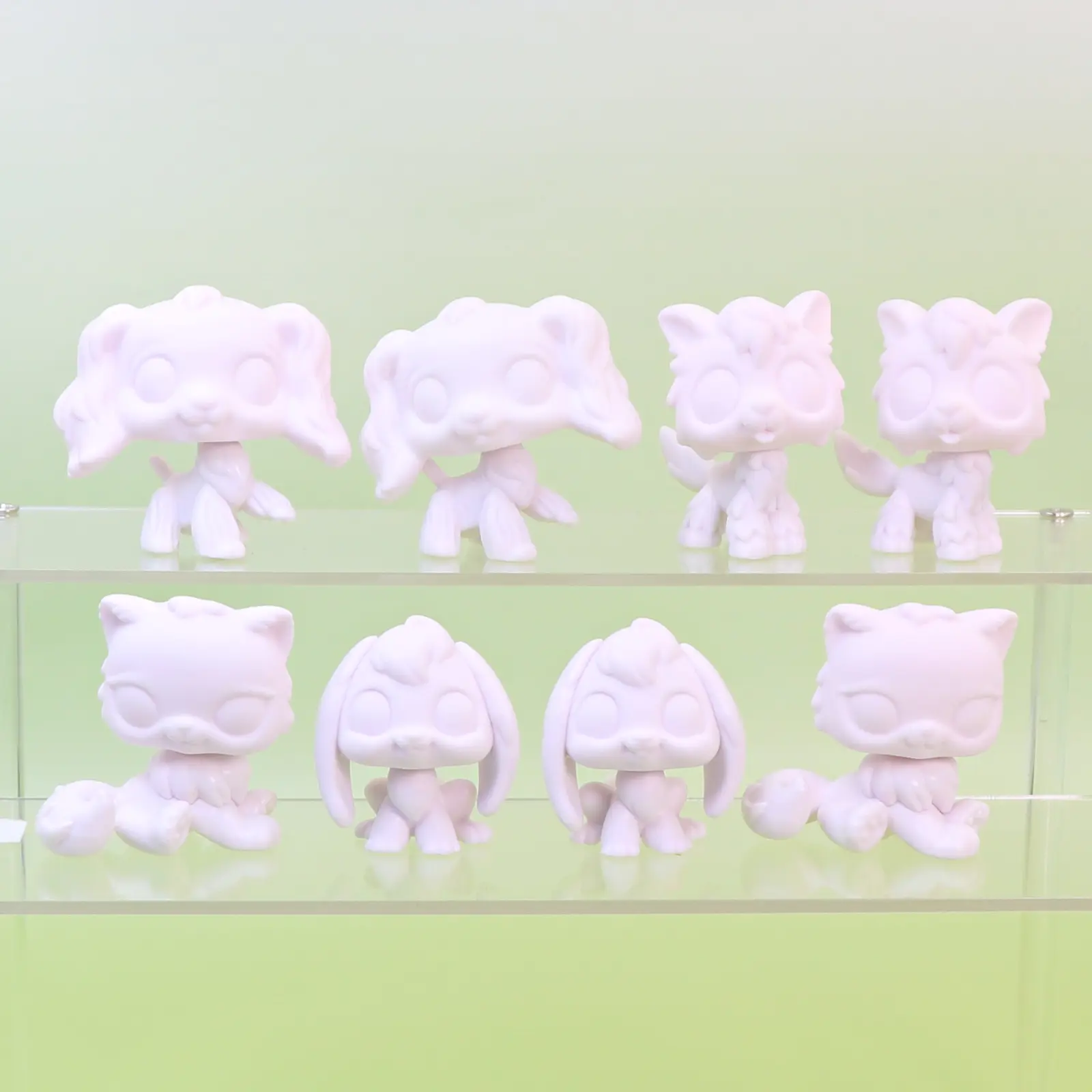 8 Pcs Unpainted Blank Mini Cartoon Pet Figurines, DIY Hand Painting Craft Set, White Spaniel Bunny Cat Statues, Custom Painting Toy for Kids Creation