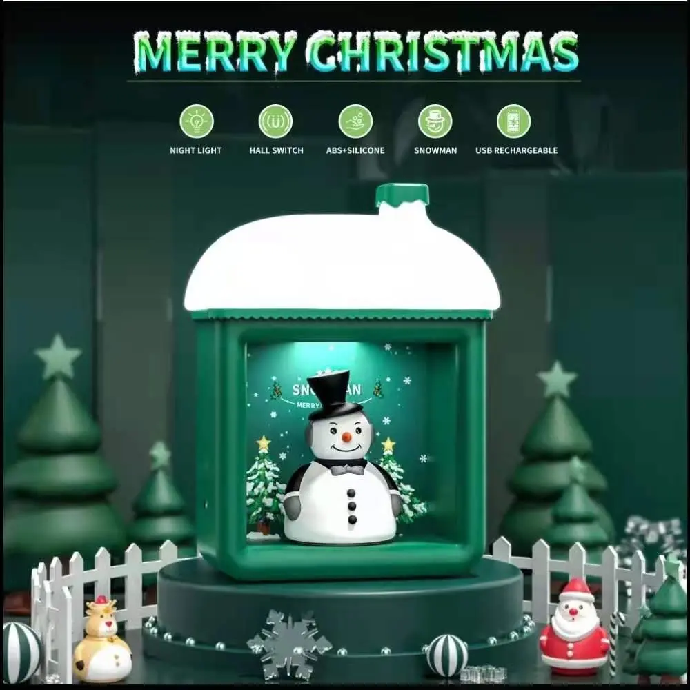 Christmas Atmosphere Light, Cute Snowman, Warm House, Magnetic Switch, Instantly Bright, Wall-Mountable Ornament