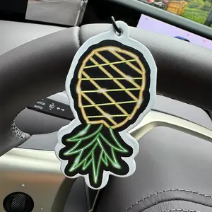 Funny Upside Down Pineapple Car Air Freshener, 80s Retro Gift, Natural Material, Long-Lasting Scent, Unisex, Cartoon Design, Creative Gift, Car Fragrance, Car Interior Accessories