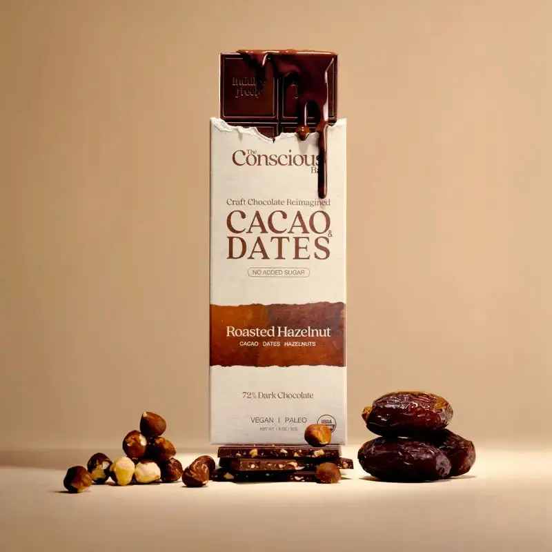 Date Sweetened Dark Chocolate - Roasted Hazelnut Date Sweetened Dark Chocolate - Roasted Hazelnut
