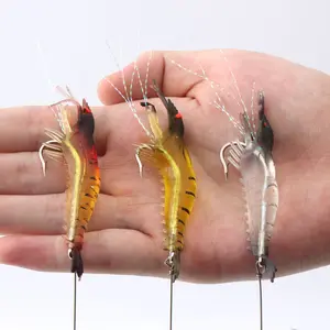10pcs Realistic Shrimp Lure Soft Bait, Artificial Fish Fishing Lures, Lifelike Large Shrimp Fake Shrimp for Bass Fishing