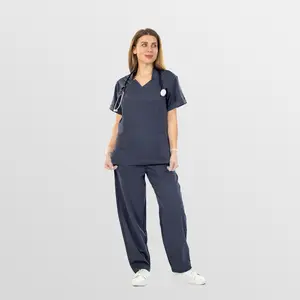 EADFLIE Scrubs Set for Women – V-Neck Medical Uniform with 9 Pockets, Stretch Comfortable Nurse Scrubs Top & Straight Leg Pants