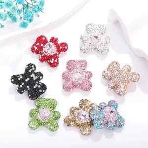 Cute Bear Design Beads, A set of 6 mixed colors Rhinestone Decor Beads, DIY Jewelry Making Supplies for Bracelet Necklace Earrings Pendant, Art Crafts Supplies diy bead pen