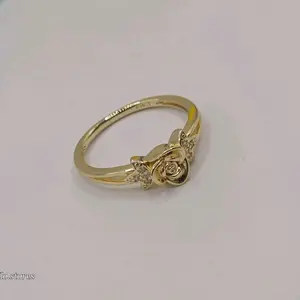 Beautiful Ring with Rose clear stone's gold-plated fashion style sizes available 6.7 8.9.