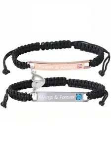 Bracelets for Couple Matching Love Heart Pinky Promise Bracelets Long Distance Relationship Bangle Couples Bracelet Set Valentine's Day Gift for His Her, Trendy Jewelry