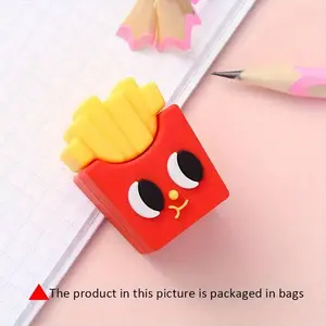 Cartoon Burger and Fries Pencil Sharpener for Kids, School Use, Fun Design, Durable Material, Easy Grip Handle, Perfect Gift for Children, School Stationery, Stationery Office Supplies