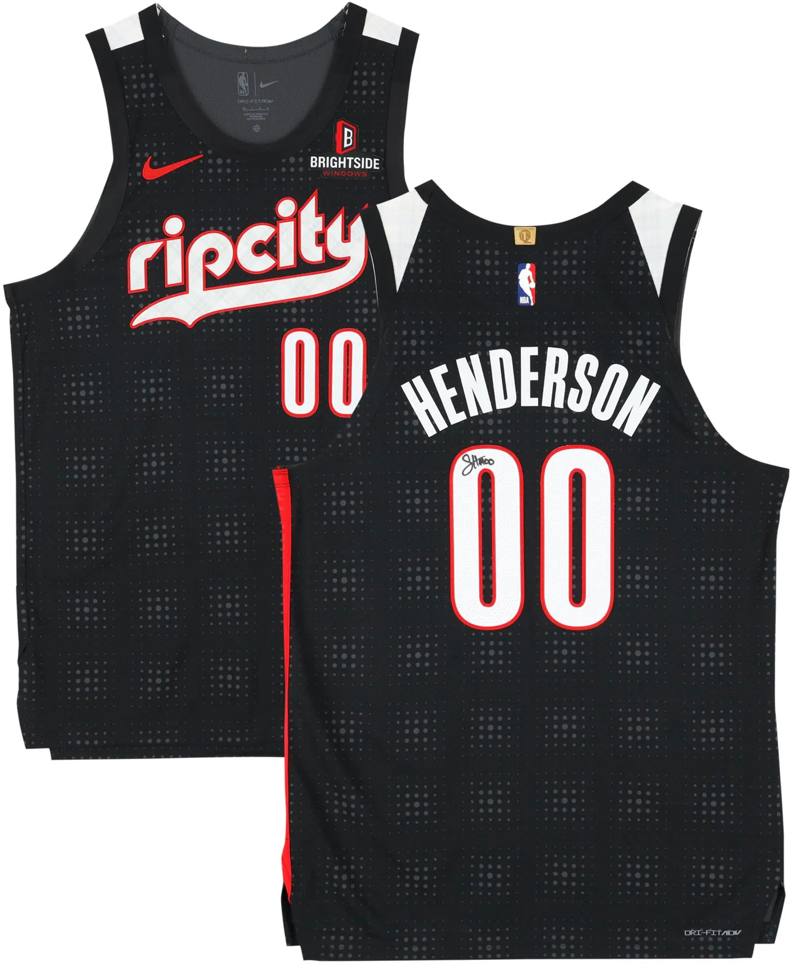 Scoot Henderson Portland Trail Blazers Autographed Nike Black 2024-25 City Edition Authentic Jersey - Fanatics Authentic Certified