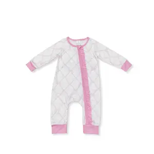 Pink Bow Print Long Sleeve OnePieces