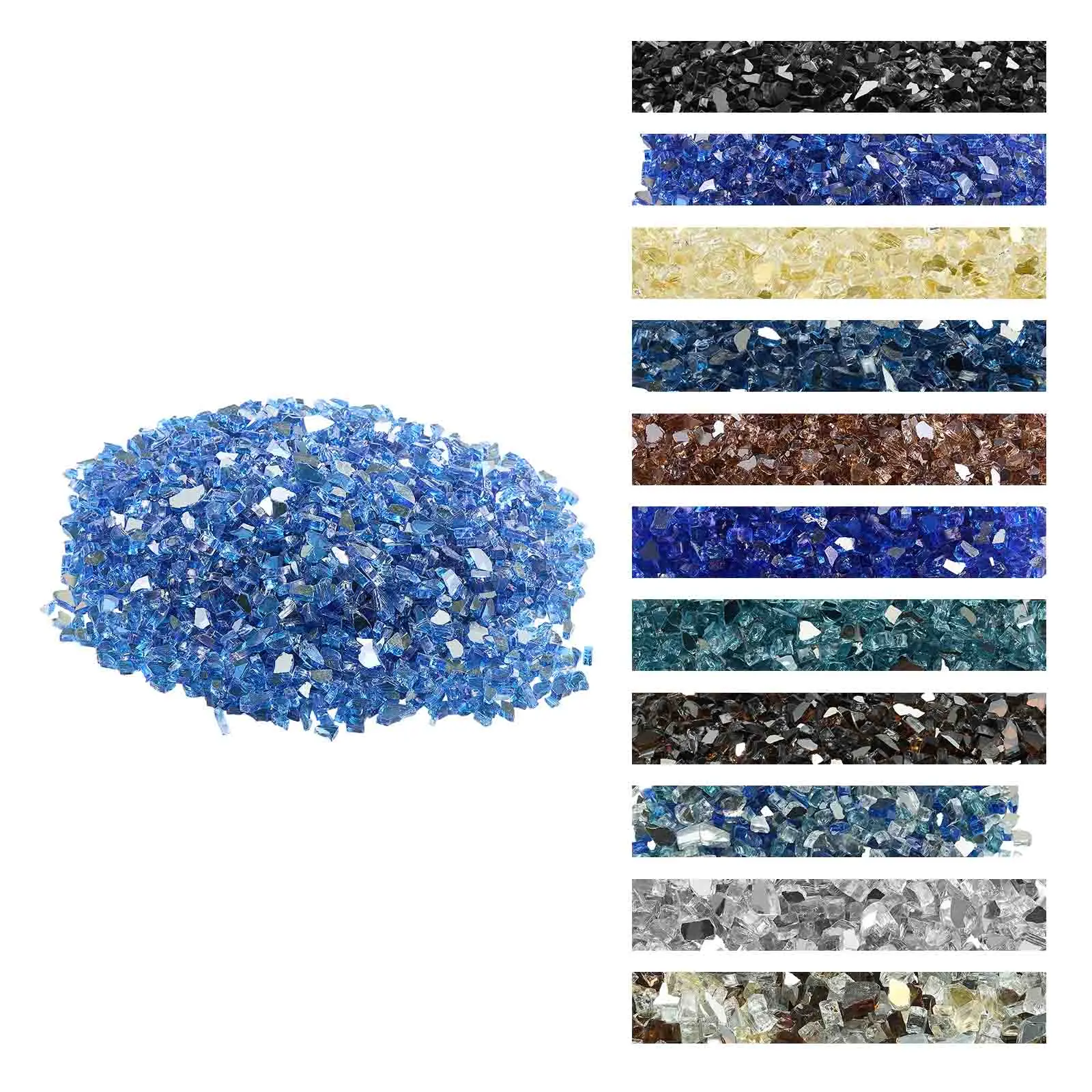 【SummerFinds】VEVOR Fire Glass, 10LBS / 4.5KG High-Temperature Resistant Fireplace Rocks, 1/4-Inch / 6.35 mm Reflective & Smokeless Firepit Glass Rock, High Luster Stone Landscaping for Fire Pit Table, Cobalt Blue