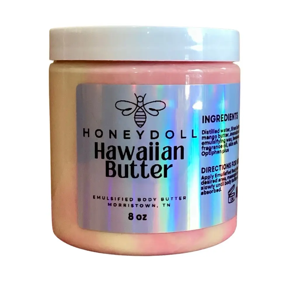 Hawaiian Butter Emulsified Body Butter - Juicy Pineapple & Coconut Scented - Body Care whipped Moisturizer Avocado