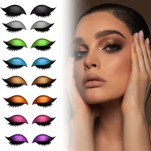 8 Sets Lazy Eye Shadow Eyelash Patch, Lazy Eyelash Stickers with False Lashes & Shadow, 2-In-1 Reusable Eye Makeup Stickers for Daily Commuting, Dating, Party, Prom (A Pair, Brown)