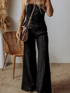 Back Zipper High Waist Flared Denim Jumpsuit - Comfortable Design for Women, Versatile Style, Spring and Fitted Fit - Womenswear