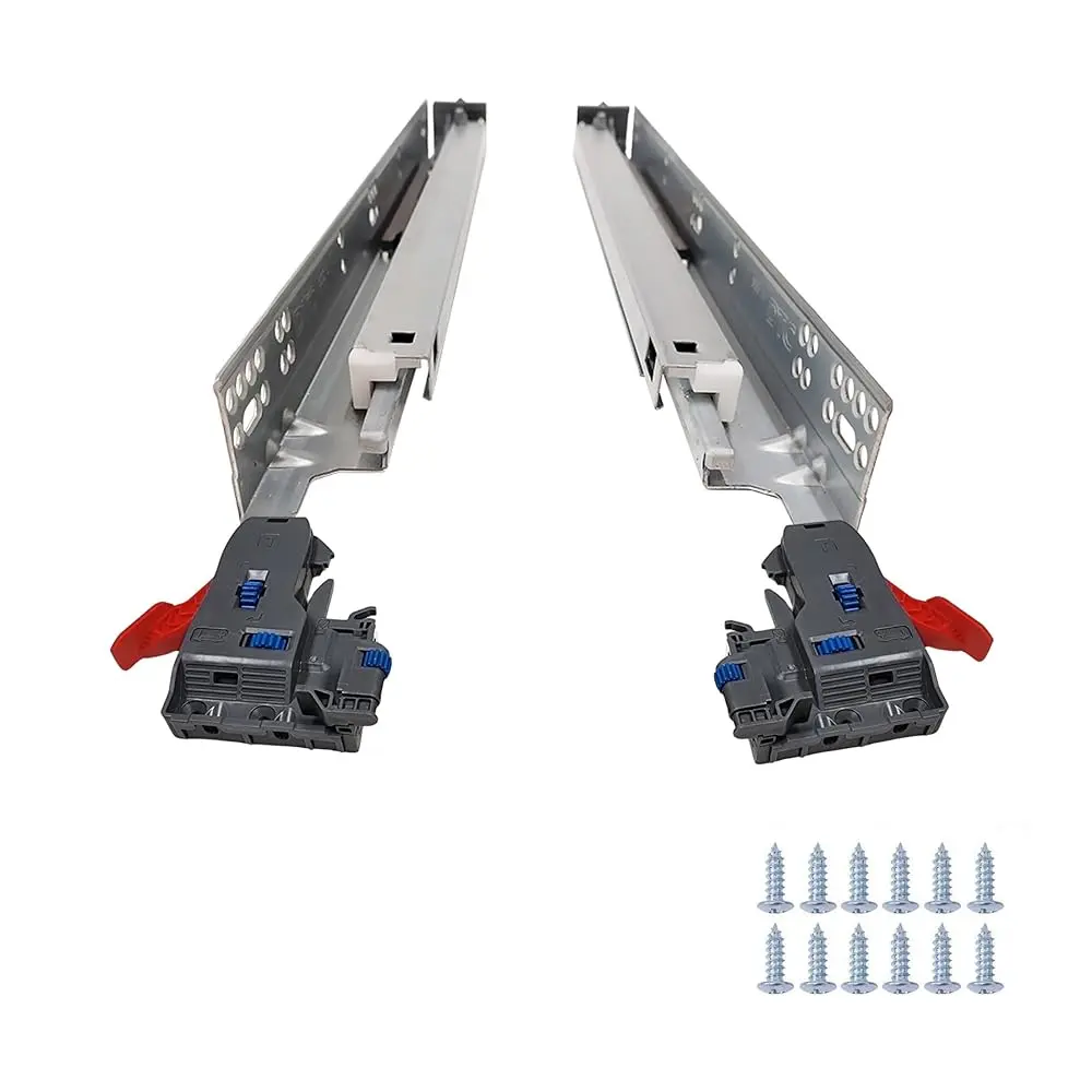 Forte Pro 6X 12 Inch Undermount Slides for Cabinets, Soft Close Full Extension, 6-Way Adjustable, KCMA Approved, 150 Pound Load, Steel, Full Ext.