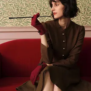 RIHOAS Women's Autumn and Winter Solid Color Vintage Single-Breasted Tweed Jacket & The Solid High Waisted Tweed Skirt Suits Long Sleeve