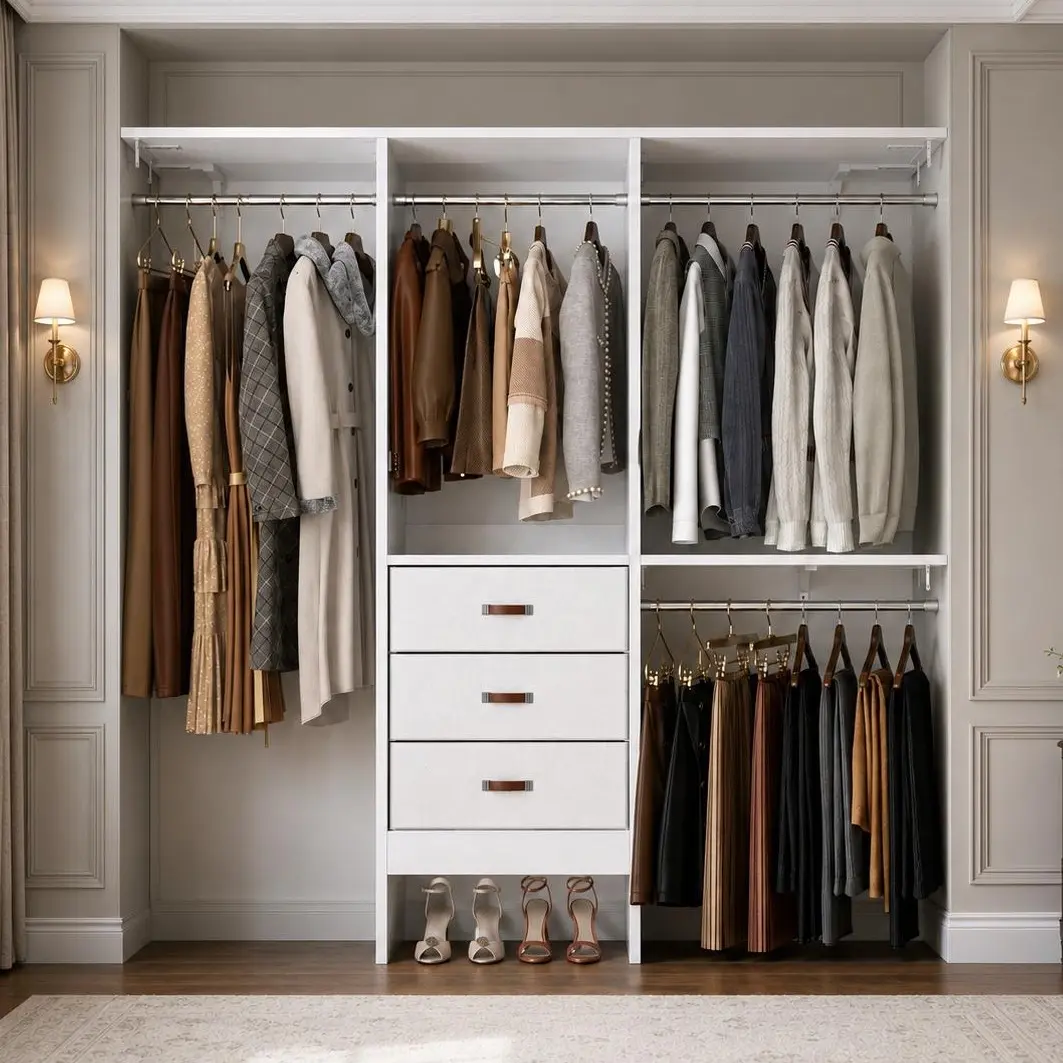 59''W Closet System with 3 Drawers,5FT Walk-in Closet Organizer with 4 Adjustable Hanging Rods, Heavy Duty Wardrobe for Bedroom