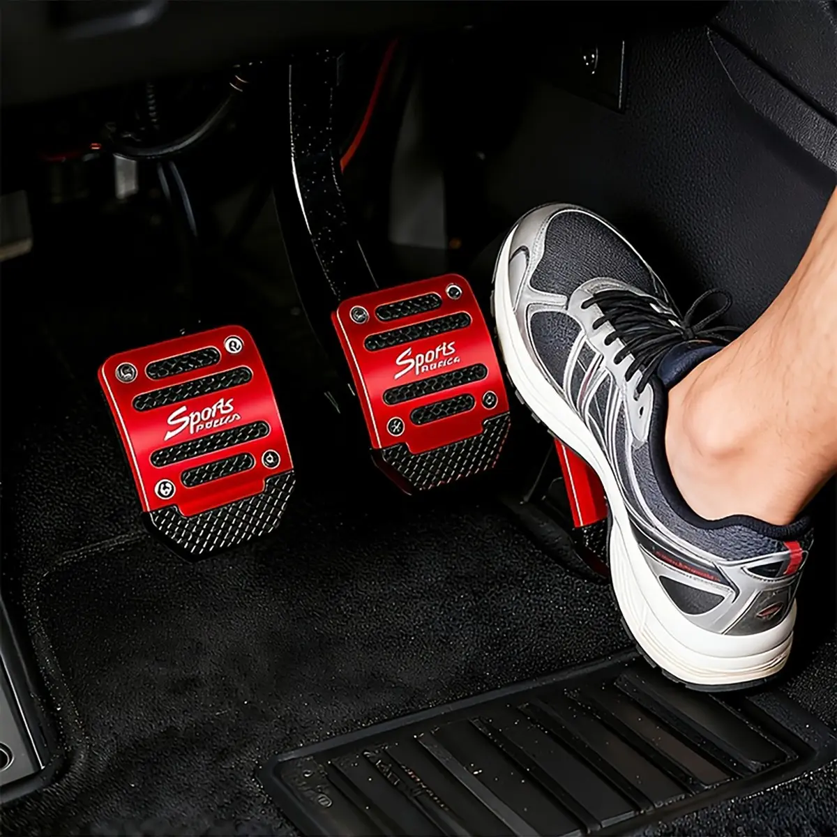 2pcs/3pcs Aluminum Alloy Anti-Slip Car Pedals, Foot Pedal Ergonomic, Ergonomic Design, Durable and Lightweight, Suitable for Accelerator and Brake, Manual Transmission, Compatible with Vehicles, Metal Surface, Pedal System