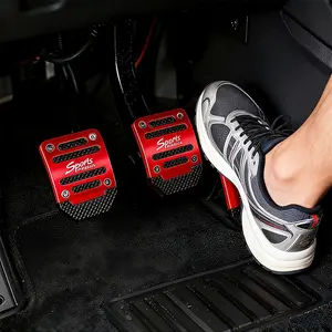 2pcs/3pcs Aluminum Alloy Anti-Slip Car Pedals, Foot Pedal Ergonomic, Ergonomic Design, Durable and Lightweight, Suitable for Accelerator and Brake, Manual Transmission, Compatible with Vehicles, Metal Surface