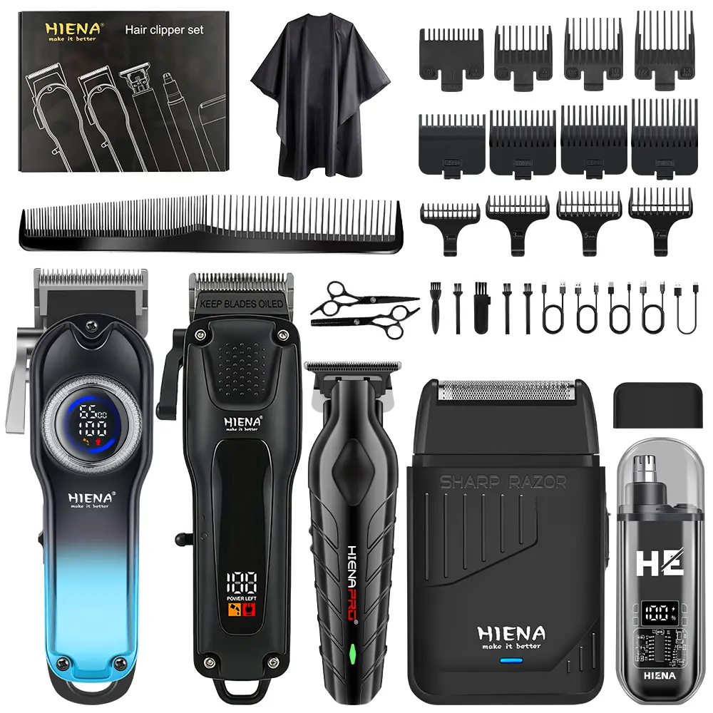 #13 Men's 5 pieces hair clipper set—USB rechargeable and professional-grade—combining hair cutting and shaving functions to handle all your grooming needs in one kit.