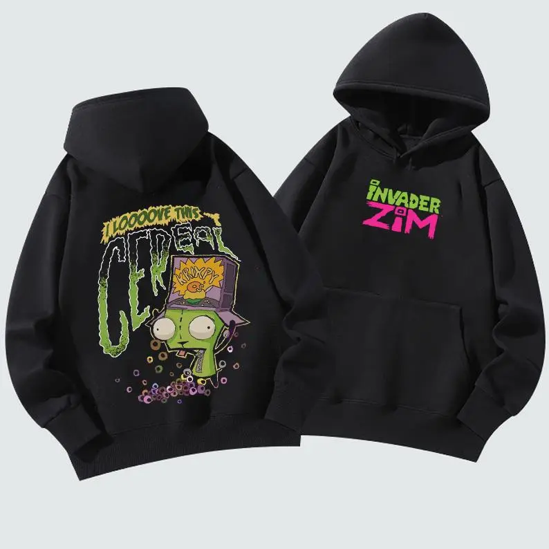 Invader Zim Hoodie GIR Robot Irken Vintage Cartoon Graphic Hoodie Y2K Streetwear Nickelodeon Fan Gift Unisex XY290701