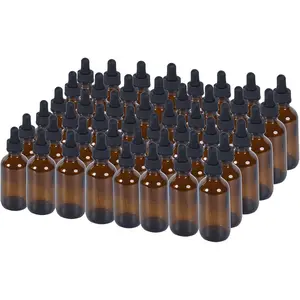 1 oz Dropper Bottle 48 Pack  Glass Boston Bottles 30ml with Eye Droppers Black Caps for Essential Oils, Perfume, Leak Proof Travel Bottles for Liquids