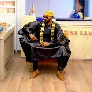 African Mens Clothing Traditional Wedding Attire Embroidery Agbada Boubou Caftan Nigerian Male Clothes Set