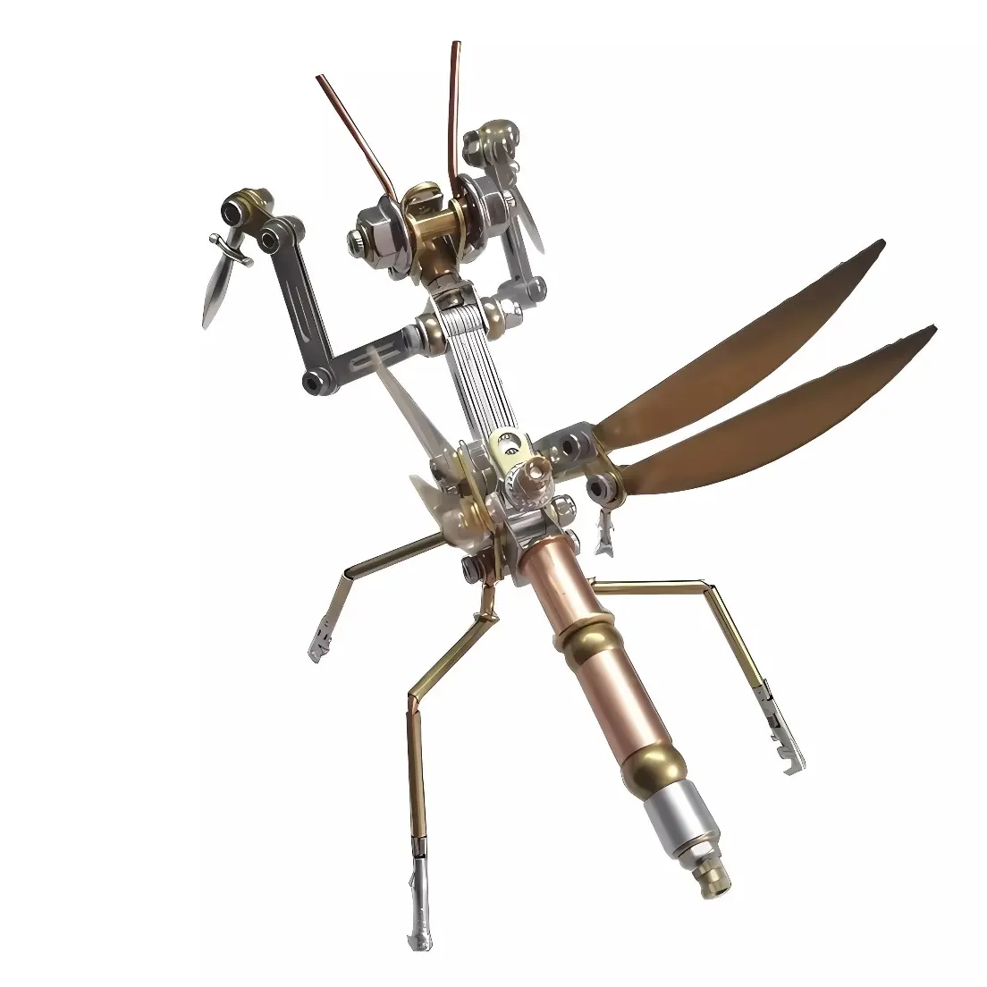 3D Brass Metal Puzzles - Steampunk Mantis Manual DIY Kit, Adult-Focused Assembly Craft, Electric Mechanical Father’s Day Gift for Men with Wire Puzzle Solution, Sensory Room Supplies