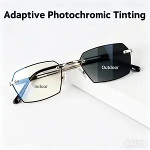+2.50 Diopter No Line Seamless Progressive Readers 3-in-1 All Vision Multifocal Eyeglasses Auto Photochromic Lens Anti Glare Anti Blue Light Universal Fit +2.0 To +3.5 Presbyopia Glasses For Men Women
