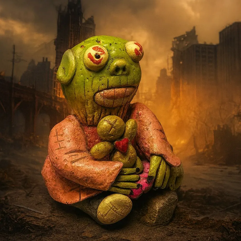 ‍️ "Zombie Girl & Her Voodoo Doll – Hand-Sculpted Incense Burner"