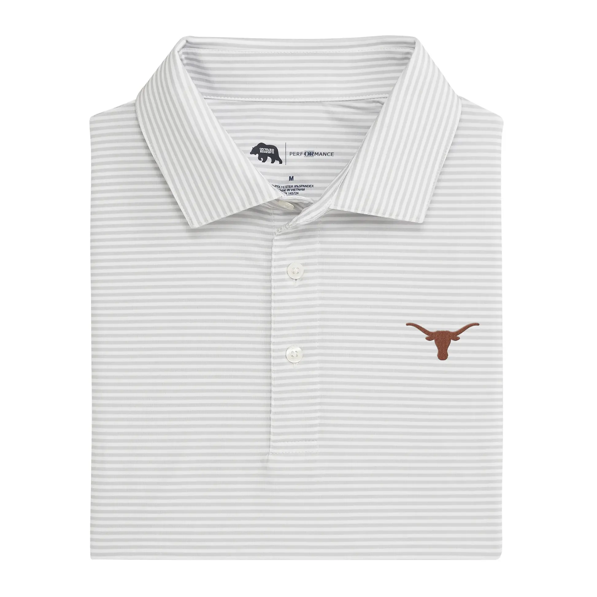 Longhorn Echo Stripe Performance Polo, Breathable Moisture Wicking Stretch Short Sleeve Casual Business Shirt