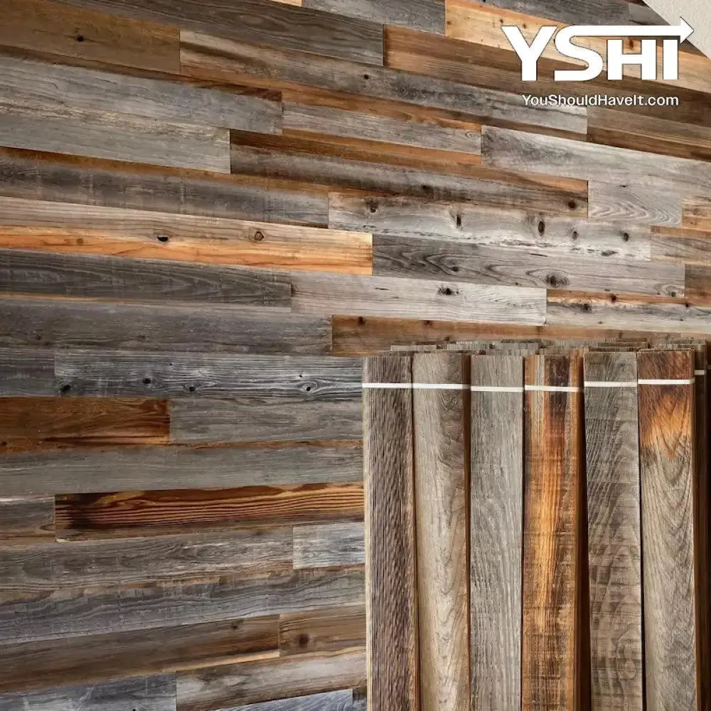 Handcrafted Reclaimed Wood Wall Panels Rustic Vintage Interior Wall Cladding & Decorative Wood Accent Panels for Farmhouse, Modern & Luxury Home Decor | Accent Walls for Living Room, Bedroom & Office (USA Style Interior Design)