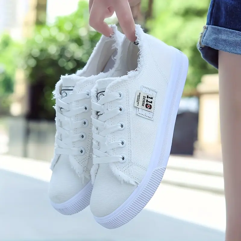Women's Classic Canvas Lace Up Shoes, Lightweight Casual Walking Shoes Training