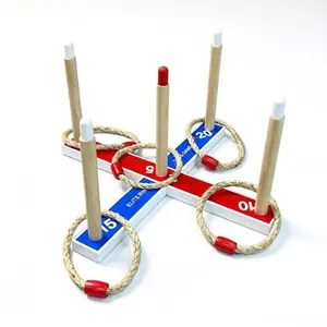 Wooden Ring Toss Game Set for Family Fun, Durable Outdoor Garden Lawn Activity, Elite Throwing Competition Props, Interactive Play Equipment