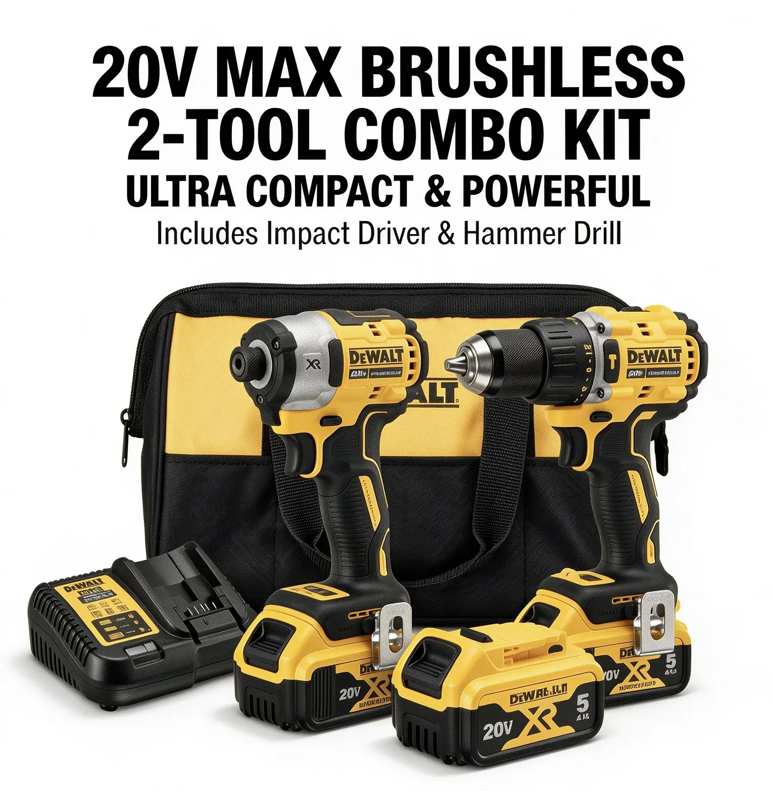 DeWalt Lithium Brushless Multi-Function Power Tools Set (DCF805 Screwdriver, DCF850 Impact Drill, DWBAG Carry Bag) for Drilling/Screwing on Wood/Metal, Shop-Mountable Rotary Hardware gift