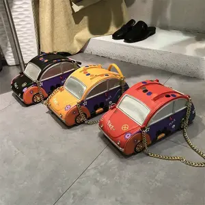 Fun Weird Car Shaped Crossbody Shoulder Bag Handbag PU Leather Unique Novelty Car Shaped Purse