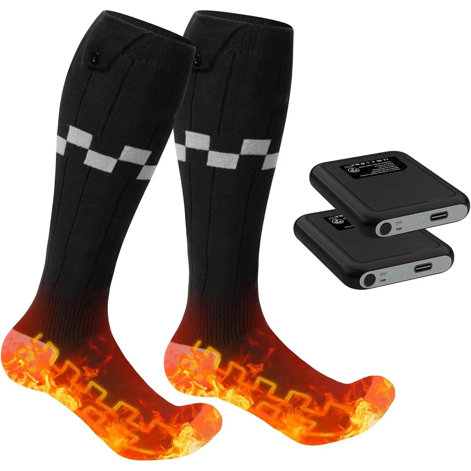 Men's and Women's Heated Socks Rechargeable Electric Socks 5000mAh Battery with 4 Heating Levels 3D Heating Suitable for Skiing Hunting Cycling Camping Hiking Fishing Outdoor Warm Winter Socks