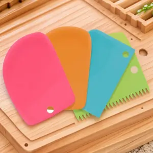 Professional Flexible Fondant Scraper: High-Temp Anti-Stick Baking Tool, Cake Icing Spatula, Antibacterial & Mold-Proof Design, Easy-Clean Smoothing Kit, 4-in-1 Shaping Board for Baking Enthusiasts.