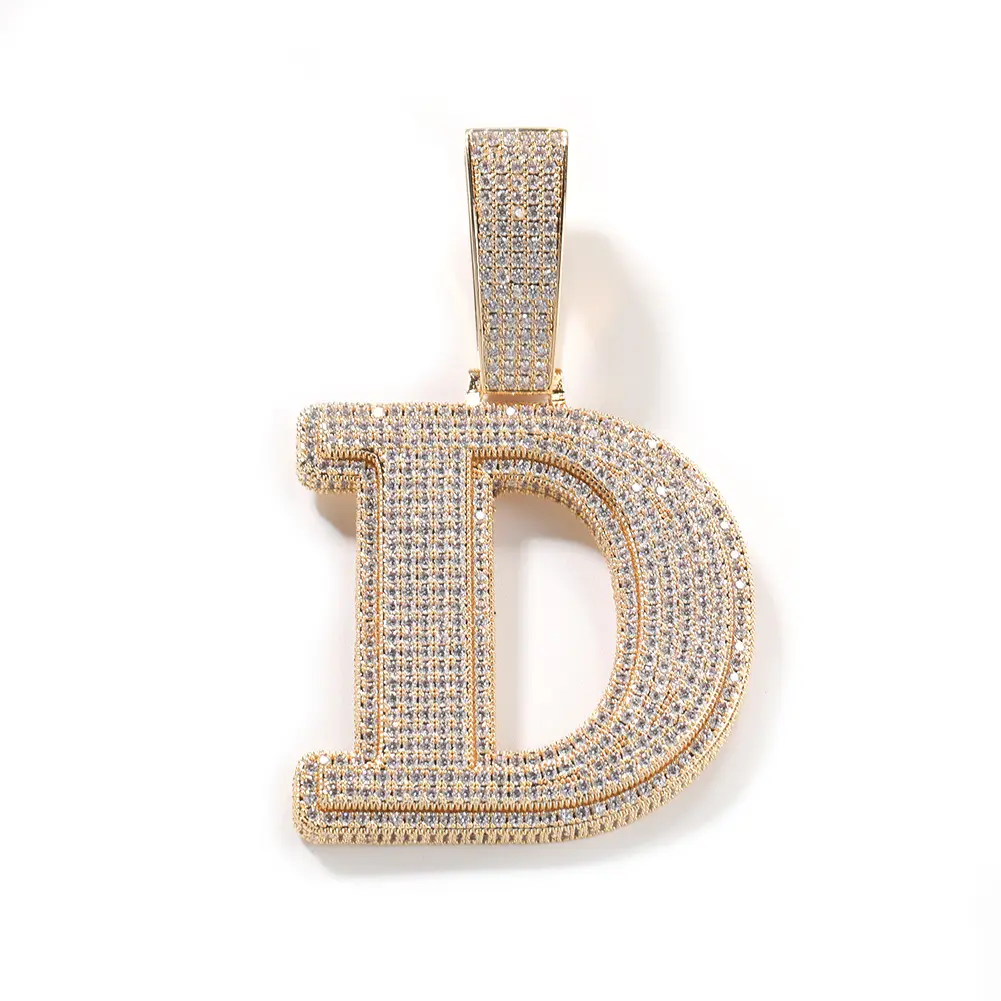 Unisex Hip Hop Large Letter Copper & Zircon Pendant, Casual Daily Fashion Jewelry Charm for Birthday, Anniversary Gifts, Letters, Shiny Finish, Everyday, Resistant To Fading, Tarnishing, And Rusting, Twist Chain, Alphabet Print