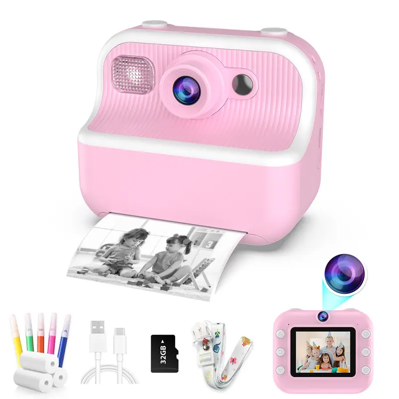 Kids Purple M8 Instant Print Digital Camera - 2.4 in LCD Display, 1080P, Built-in Flash, USB, 12 Photo Frames, MP3 Player, SD Card Compatible, Time Lapse, Portable Sports Toy Camera for 3-12 Year Olds, Viral Christmas Gifts for Girls & Tweens