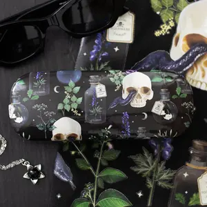 PU Venom-and-Vines Glass Design Glasses Case, Stylish Fashion Eyewear Accessory