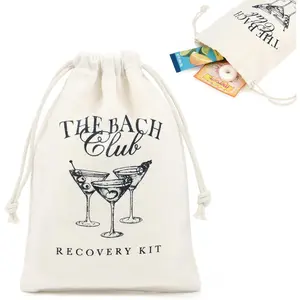 10 Pack The Bach Club Hangover Kit Bags for Bachelorette Birthday Party Favors Gifts 5" x 7" Drawstring  Kit Goodie Pouch Girls Trip  Supplies (Black)