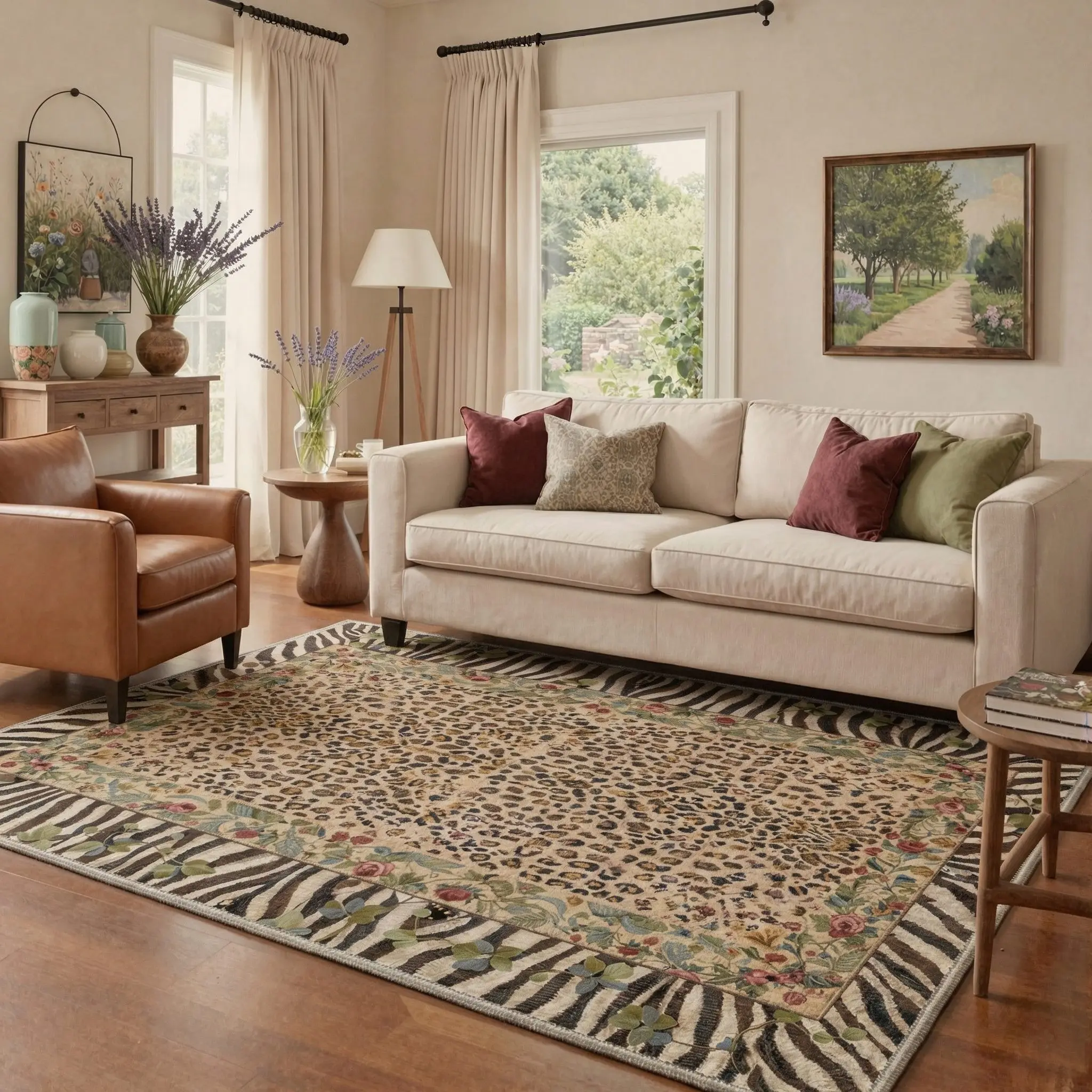 【Deals For You Days】GENIMO Floor Rug – Machine Washable, Pet Friendly, Soft, Non-Slip Area Carpet, Perfect for Living Room, Bedroom, Kitchen, Hallway, Stylish Home Decor ,ARN2022-PETAL