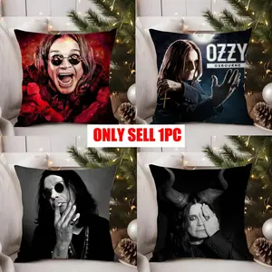 PIKPAKA Singer O-OZZY O-OSBOURNE Cool Cushion Cover Soft Short Plush Fabric Double-Sided Print Organic Breathable Sofa Pillow Case, Home Machine Washable In Warm Winter Perfect For Home Decor Warm Winter Home Child Gift